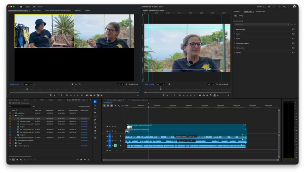 A screenshot showing Adobe Premiere's Multi-Camera Editing workflow.